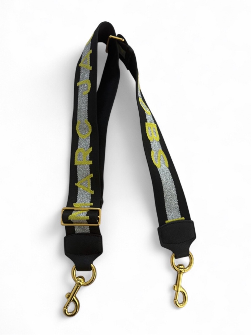 Marc Jacobs Black Strap with Silver Stripe and Yellow Logo